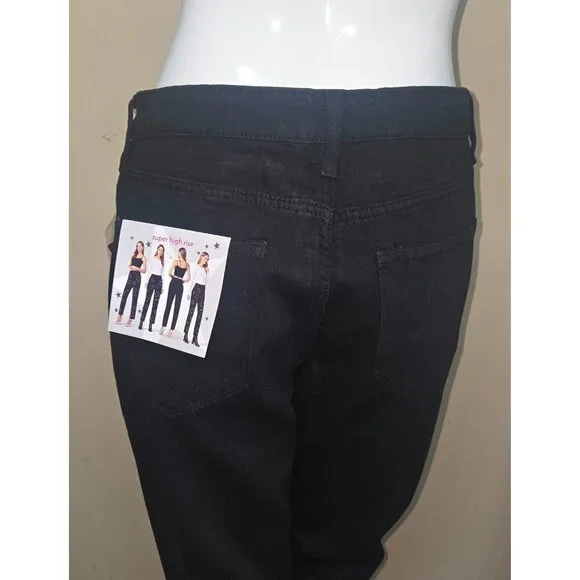 Simple Society Bling Stars Distress Super High Rise Black Jeans Size 7/ 28 NEW - Picture 10 of 10